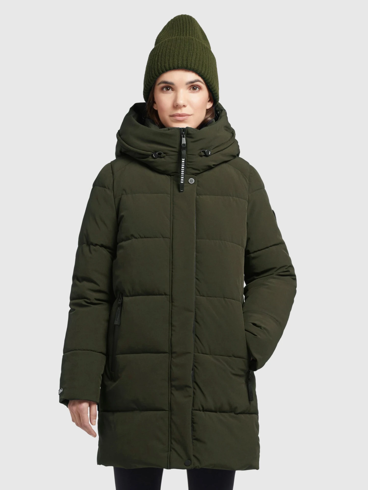 Khujo Korte Mantels Wintermantel Wente Dames Kaki - Afbeelding 2