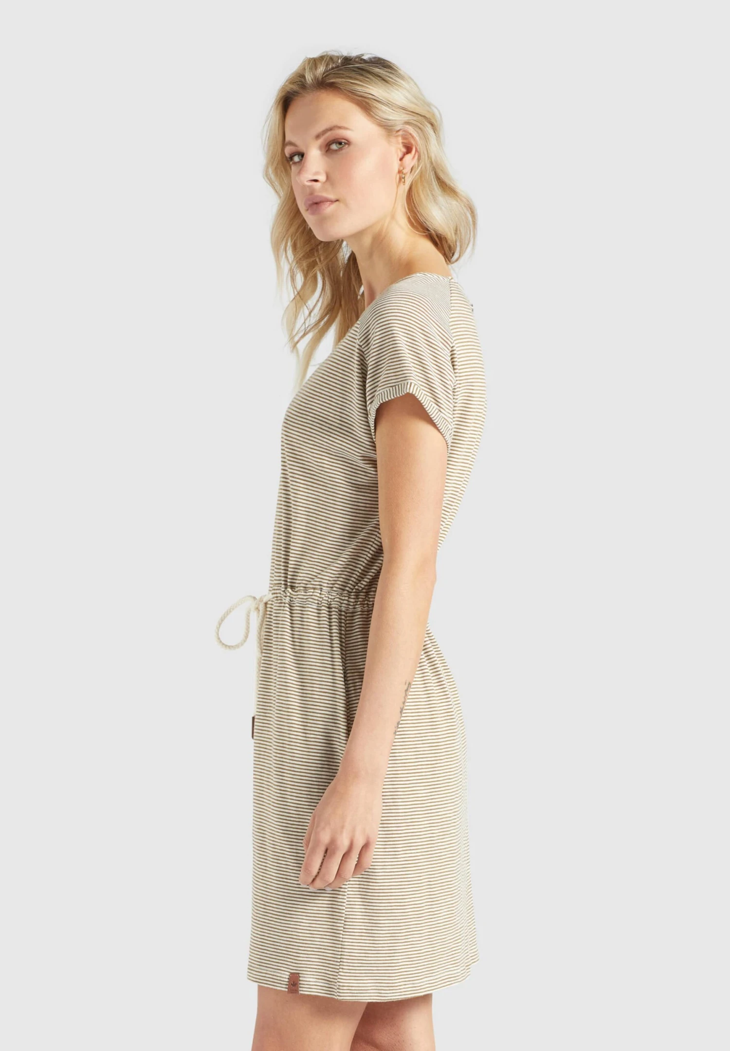 Khujo Jerseyjurken Jurk ANNEMARIE Dames Beige / Wit - Afbeelding 4